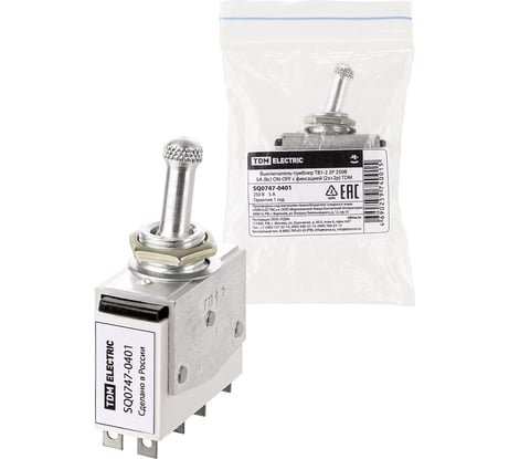 Выключатель-тумблер TDM ELECTRIC тв1-2 2p 250 в 5 а (8c) on-off с фиксацией (2з+2р) SQ0747-0401