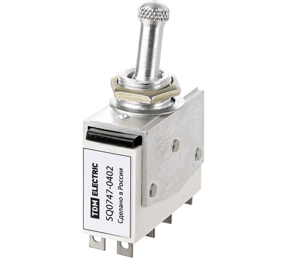 Выключатель-тумблер TDM ELECTRIC тв1-4 2p 250 в 5 а (8c) on-off с фиксацией (4з) SQ0747-0402