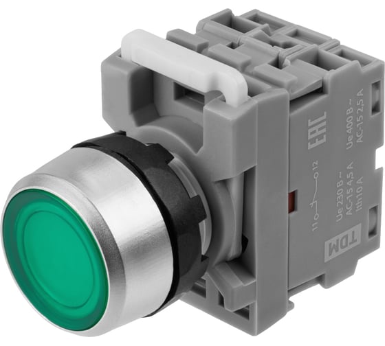 Кнопка TDM ELECTRIC mp1-21g(led) в сборе d22мм/220в 1з+1р зеленая SQ0747-0014