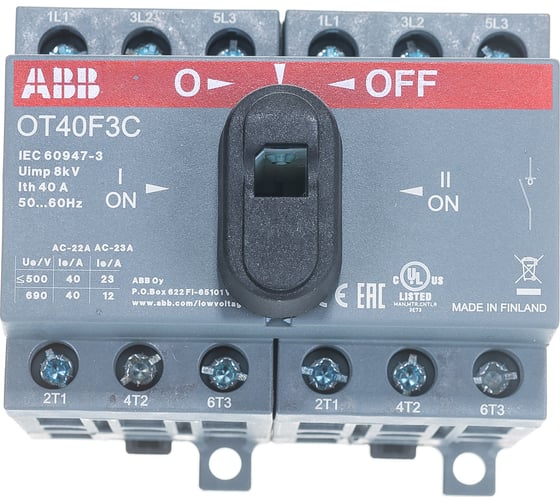 Реверсивный рубильник ABB OT40 F3C 40A 23A AC23 1SCA104913R1001