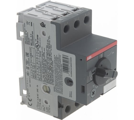 Автоматический выключатель защиты двигателя ABB MS-116-6.3 50kA 1SAM250000R1009