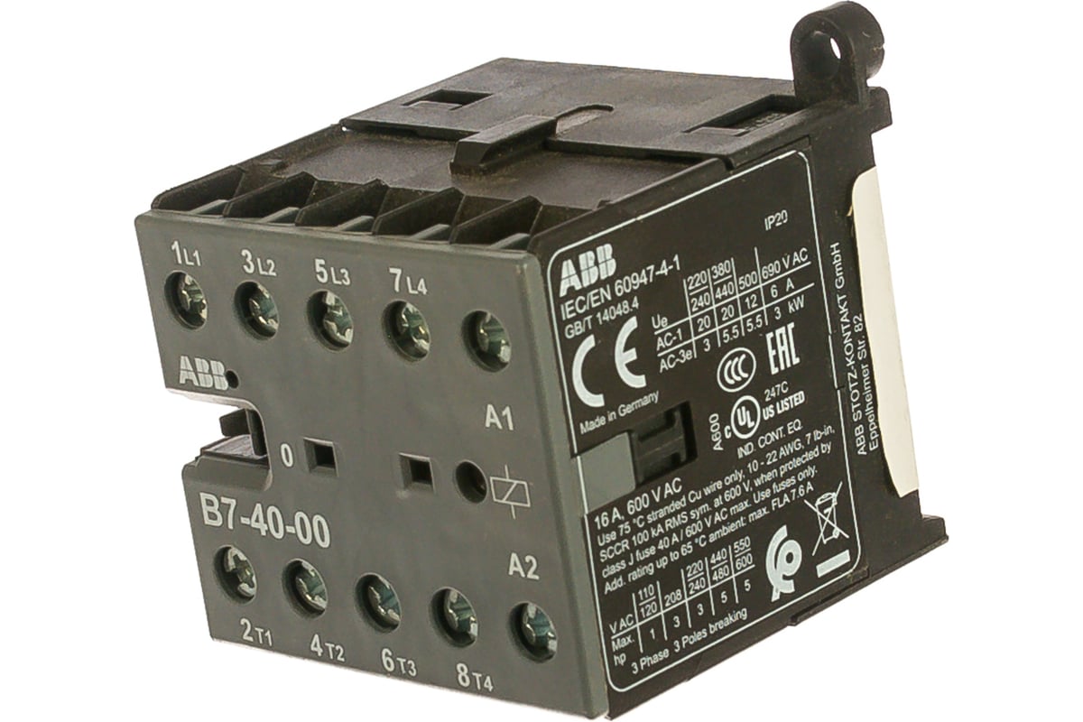 Миниконтактор B-7-40-00 AC ABB GJL1311201R8000 - выгодная цена, отзывы ...