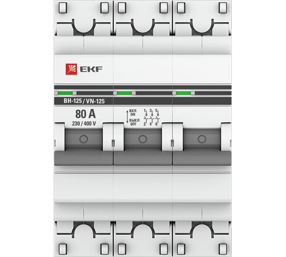 Выключатель нагрузки EKF 3P 80А ВН-125 PROxima SL125-3-80-pro