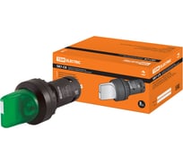 Переключатель на 2 положения TDM ELECTRIC с фиксацией sb7-ck2361-24v короткая ручка(led) d22мм 1з зеленый SQ0746-0054