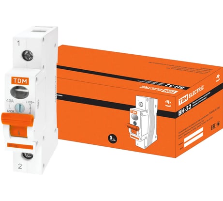 Выключатель нагрузки мини-рубильник TDM ELECTRIC ВН-32 1P 40A SQ0211-0005