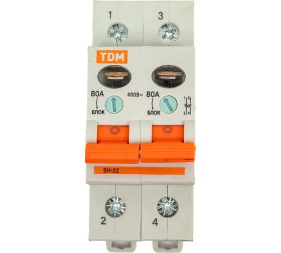 Выключатель нагрузки мини-рубильник TDM ВН-32 2P 80A SQ0211-0018