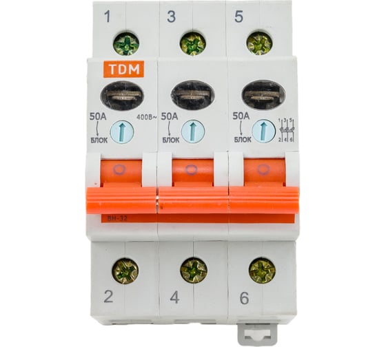 Выключатель нагрузки мини-рубильник TDM ELECTRIC ВН-32 3P 50A SQ0211-0026