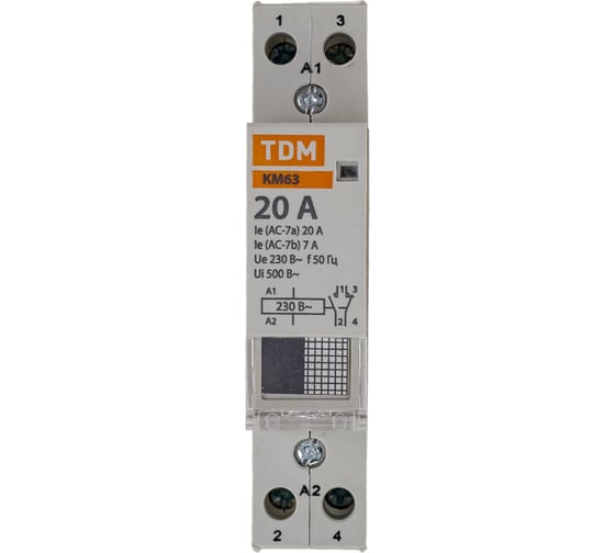 Модульный контактор TDM ELECTRIC КМ63/2-20 1НО;1НЗ SQ0213-0006