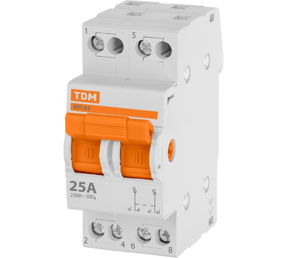Модульный трехпозиционный переключатель TDM ELECTRIC МП-63 2P 25А SQ0224-0014