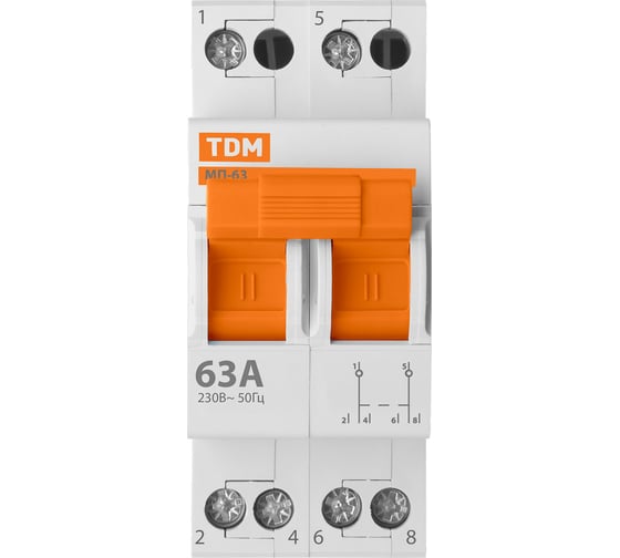 Модульный трехпозиционный переключатель TDM МП-63 2P 63А SQ0224-0018