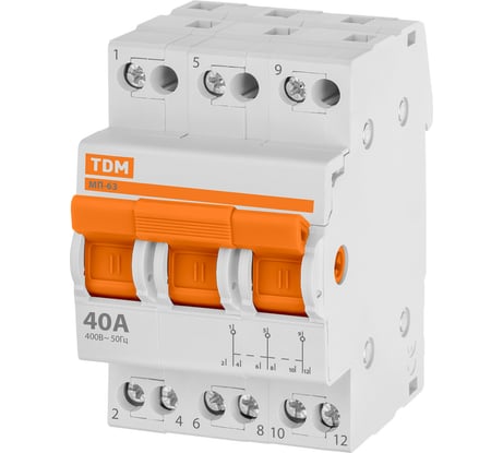 Модульный трехпозиционный переключатель TDM ELECTRIC МП-63 3P 40А SQ0224-0025
