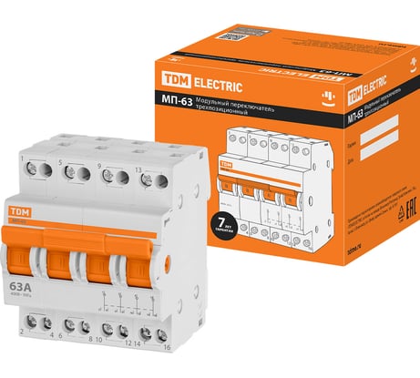 Модульный трехпозиционный переключатель TDM ELECTRIC МП-63 4P 63А SQ0224-0036