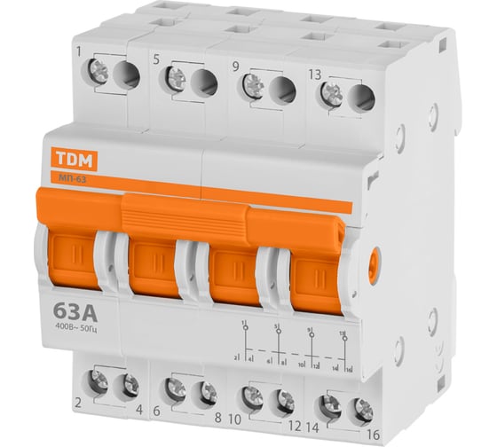 Модульный трехпозиционный переключатель TDM ELECTRIC МП-63 4P 63А SQ0224-0036