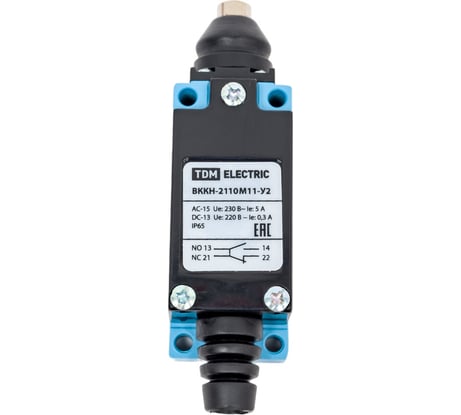 Концевой выключатель TDM ELECTRIC вккн-2110м11-у2 кнопочный толкатель 5а 1з+1р ip65 SQ0732-0028