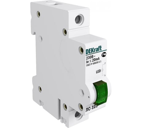 Сигнальная лампа на DIN-рейку DEKraft ЛС-101, 1 Р, зеленая 18004DEK