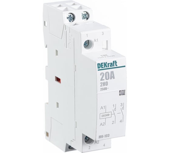 Контактор модульный DEKraft МК-103 2НО, 20 А, 230 В 18057DEK 1