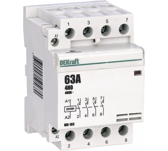 Контактор модульный DEKraft МК-103 4НО, 63 А, 230 В 18088DEK 1