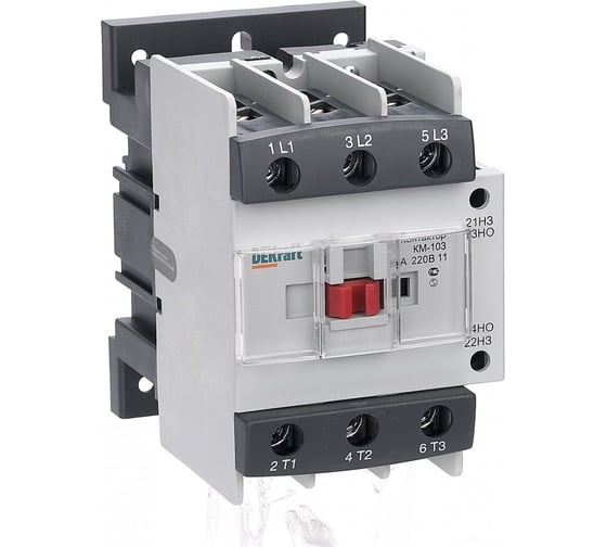 Контактор АС3 DEKraft КМ-103, 3 Р, 95 А, 220 В, 1НО+1НЗ 22148DEK 1