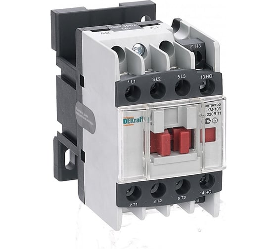 Контактор АС3 DEKraft КМ-103, 3 Р, 12 А, 220 В, 1НО+1НЗ 22108DEK 1