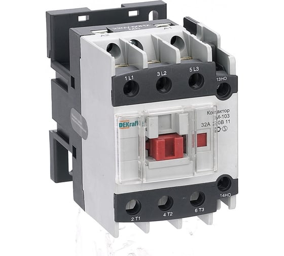 Контактор Dekraft КМ-103, 32 А, 380 В, АС3, 1НО+1НЗ 22124DEK