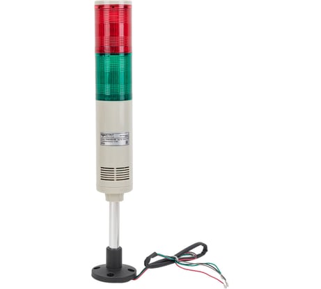 Светосигнальная колонна INNOCONT d=56мм, светодиод, стойка 70мм, основание d=70мм, постоянное свечение, зуммер, цвет: красный, зеленый, 24VDC, IP50, кабель 0,5м TL56B-024-RG