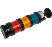 Светосигнальная колонна INNOCONT d=70мм, светодиод, стойка 55мм, основание d=70мм, постоянное свечение, зуммер, цвет: красный, желтый, зеленый, 24VDC, IP65, кабель 0,5м TL70B-024-RYG-55