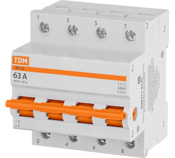 Выключатель нагрузки TDM ELECTRIC (мини-рубильник) ВН-32 4P 63A Home Use SQ0211-0137