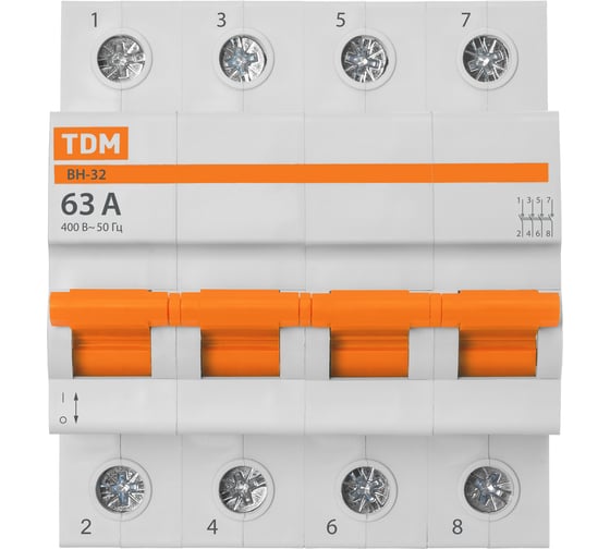 Выключатель нагрузки TDM ELECTRIC (мини-рубильник) ВН-32 4P 63A Home Use SQ0211-0137