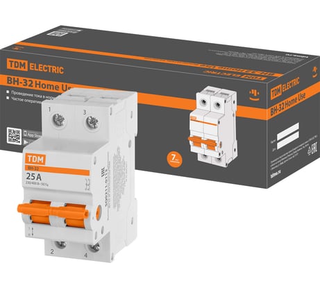 Выключатель нагрузки TDM ELECTRIC (мини-рубильник) ВН-32 2P 25A Home Use SQ0211-0113