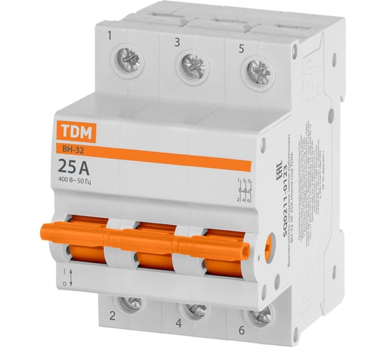 Выключатель нагрузки TDM ELECTRIC (мини-рубильник) ВН-32 3P 25A Home Use SQ0211-0123
