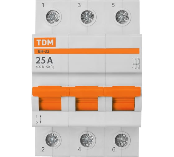 Выключатель нагрузки TDM ELECTRIC (мини-рубильник) ВН-32 3P 25A Home Use SQ0211-0123