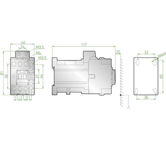 3-полюсный силовой контактор Sigma Elektrik 1NO+1NC - напряжение катушки: 24V DC SDM018024