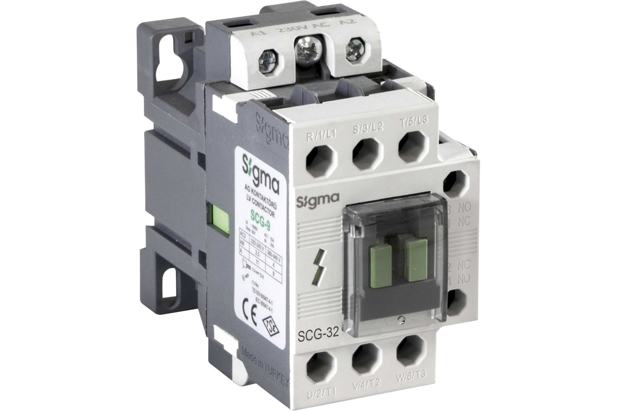 3-полюсный силовой контактор Sigma Elektrik 1NO+1NC с двойной катушкой 15кВ  SCG032230 - выгодная цена, отзывы, характеристики, фото - купить в Москве и  РФ