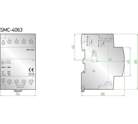 Модульный контактор Sigma Elektrik 4 NO 63A SMC-4063-4NO