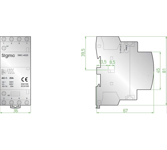 Модульный контактор Sigma Elektrik 4 NO 25A SMC-4025-4NO