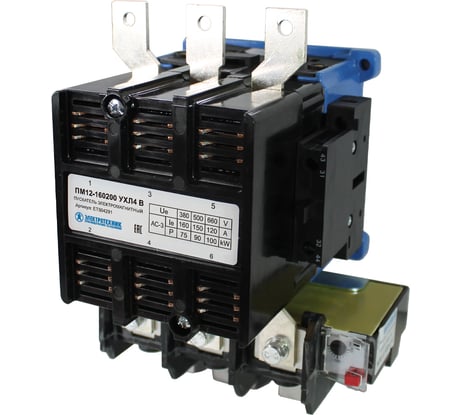Электромагнитный пускатель Электротехник ПМ12-160200 УХЛ4 В, 220В/50Гц, 2з и 2р, 160А, нереверсивный, с реле РТТ-326 136-160А, IP00, ET504291