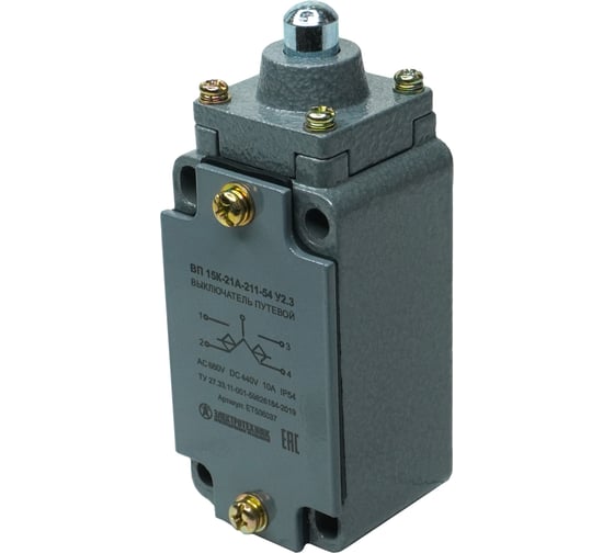 Путевой выключатель Электротехник ВП 15К-21А-211-54 У2.3, полумгновенный толкатель IP54 ET506037 1
