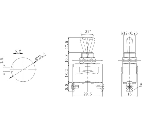 Однополюсный тумблер REXANT 250v 15а (2c) on-off (kn-101) 36-4110-1