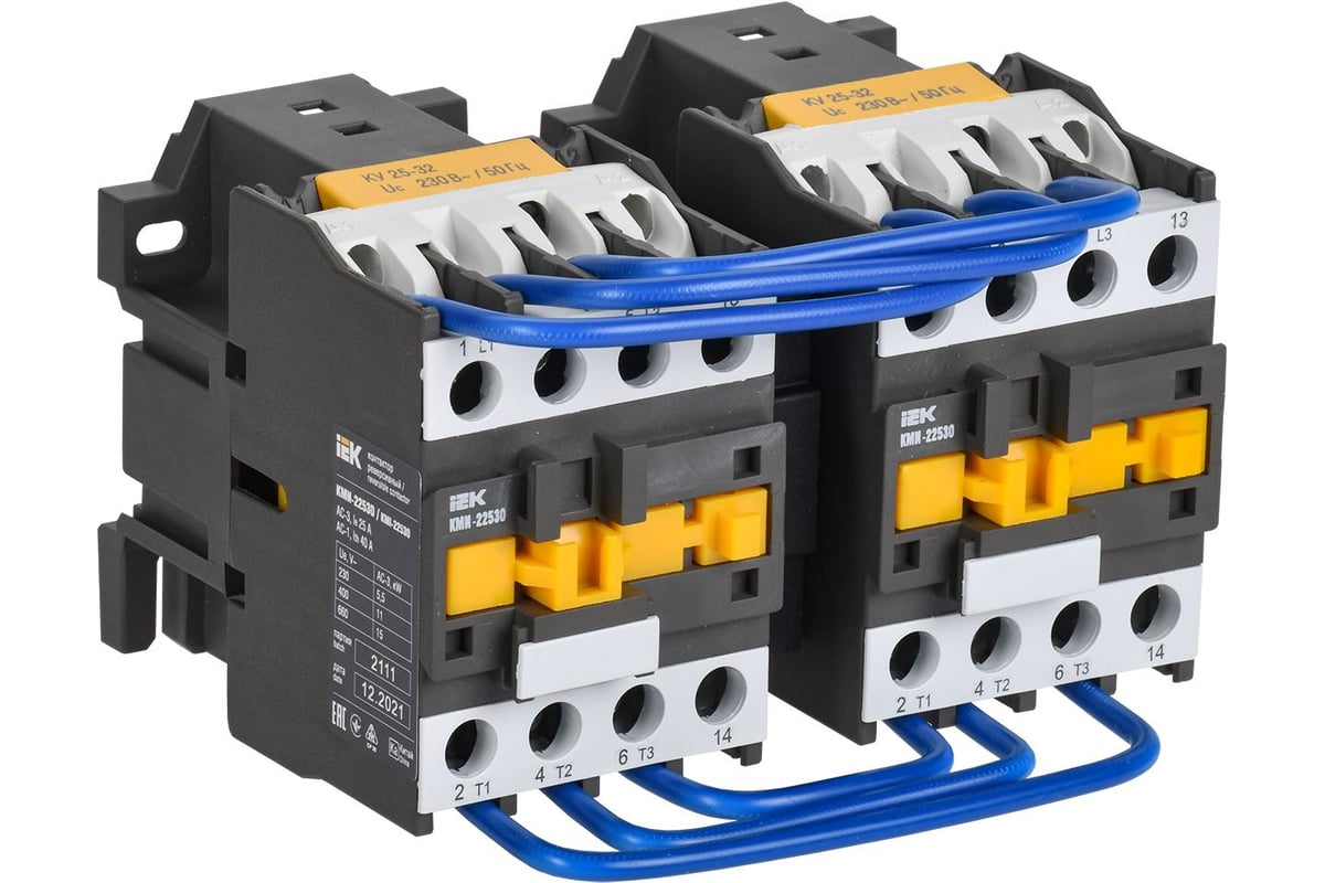 Контактор IEK кми-22530 реверс 25а 230в/ас3 2но KKM23-025-230-20-1 ...