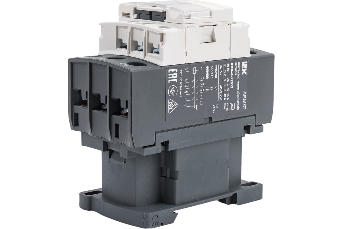 Контактор IEK Armat кми-а-22512 lc1d 25а 24в/ас3 1но/1нз AR-ACC-21-025 ...