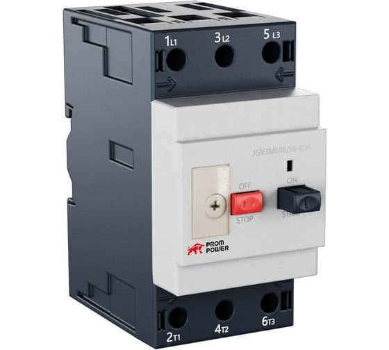Автоматический выключатель защиты двигателя Prompower jgv3-80me/56-80, диапазон регулировки тока (a) 56-80 JGV380ME5680 1