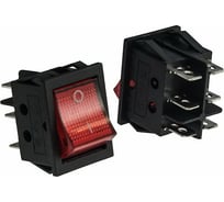 Клавишный переключатель Pro Legend 6 контактов ON-ON, черный, красная кнопка, подсветка PL2426