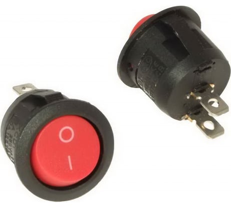 Клавишный переключатель Pro Legend круглый, красный, 2 контакта ON-OFF PL2399