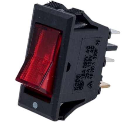 Клавишный переключатель Pro Legend ON-OFF, 3 контакта, красная кнопка, подсветка PL2418