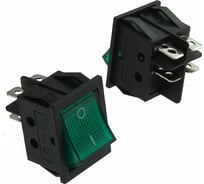 Клавишный переключатель Pro Legend 4 контакта, ON-OFF, черный, зеленая кнопка, подсветка PL2423