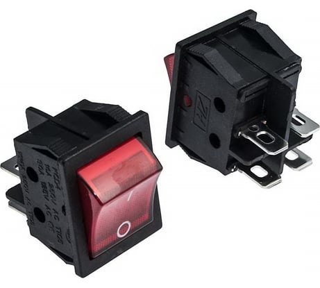 Клавишный переключатель Pro Legend 4 контакта, ON-OFF, черный, красная кнопка, подсветка PL2424