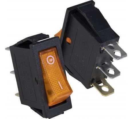 Клавишный переключатель Pro Legend ON-OFF, 3 контакта, желтая кнопка, подсветка PL2421