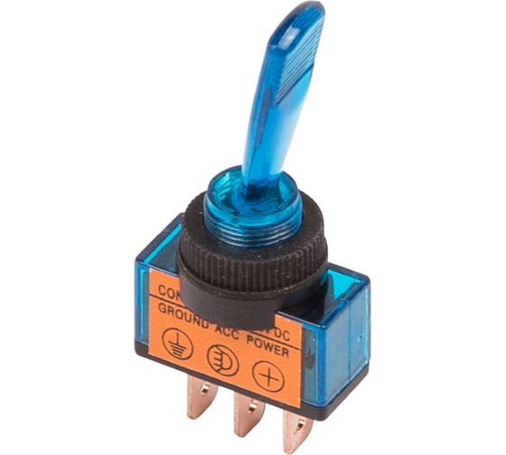 Тумблер REXANT 12v 20а (3c) on-off однополюсный с синей подсветкой (asw-13d) 36-4371 1