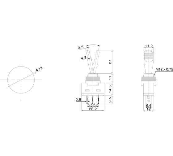 Тумблер REXANT 12v 20а (3c) on-off однополюсный с зеленой подсветкой (asw-13d) 36-4373