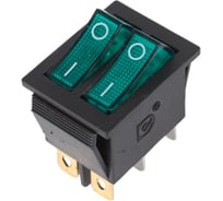 Клавишный выключатель REXANT 250v 15а (6с) on-off зеленый с подсветкой двойной (rwb-511, sc-797) 36-2412